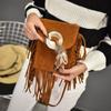 Bohemian Feather Tassel Shoulder Bag With Polyester Lining For Casual Outings