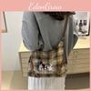 Marn Letters Kieen Cotton Tote Bag Plaid Pattern Soft Structure Work Travel