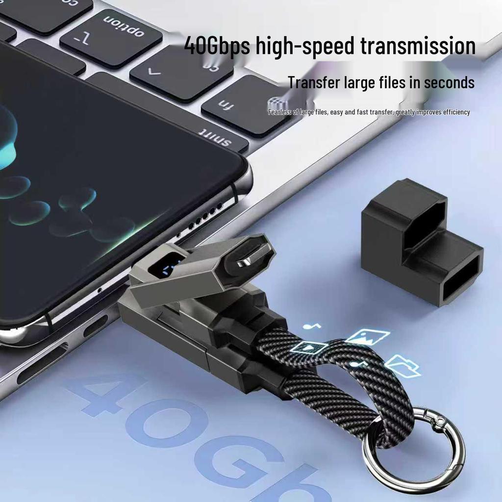 4-in-1 Digital Display Charging Cable, 65W PD, 27W Fast Charge, Braided Lanyard Design