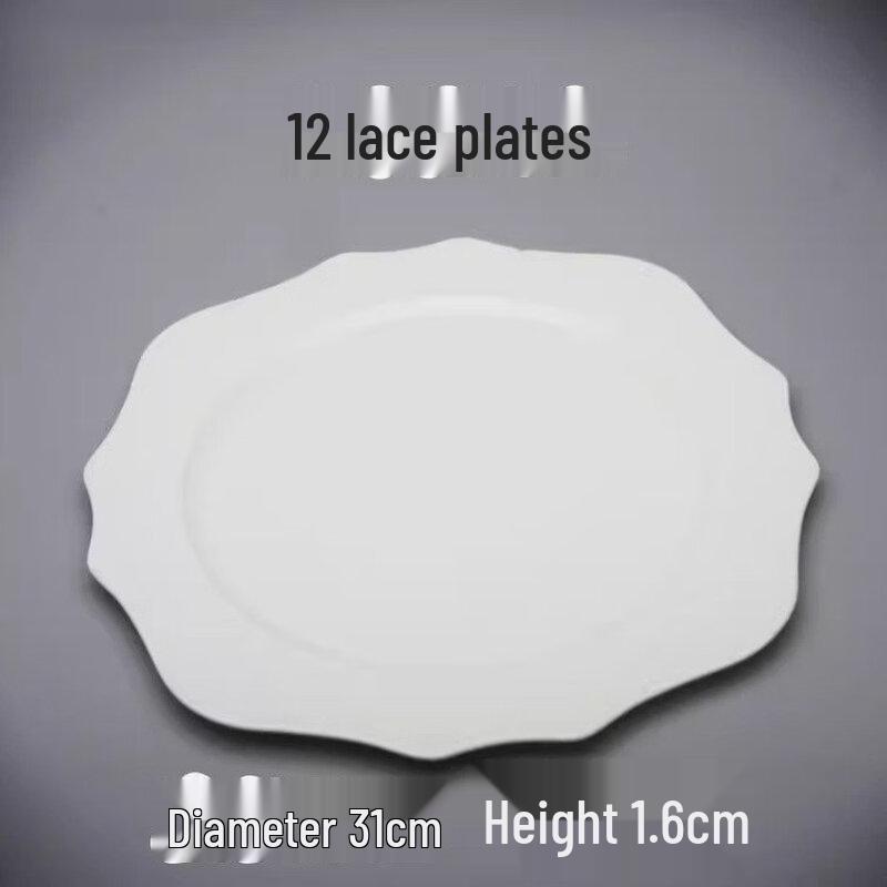 Abay 12-inch White Bone China Flower Edge Plate