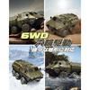 DEERC RC Military Armored Vehicle, 6WD RTR, All-Terrain, Non-Slip Tires, Low-Pressure Alarm, 360 Rotation, Stepless Control, Omnidirectional Travel,
