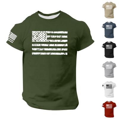 Camiseta popular masculina de verão estampada com gola redonda e manga curta
