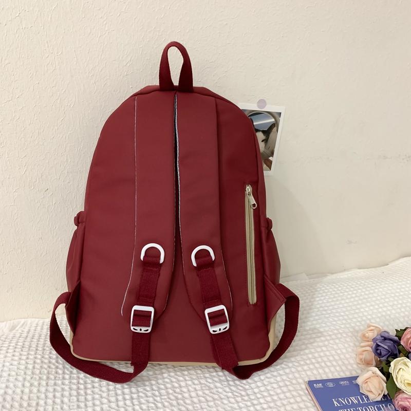Lightweight Large Capacity Student Schoolbag Women Color Block Backpack