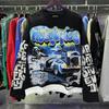 Retro Back to the Future Print Long Sleeve T-shirt Y2K Distressed Streetwear Oversized Top