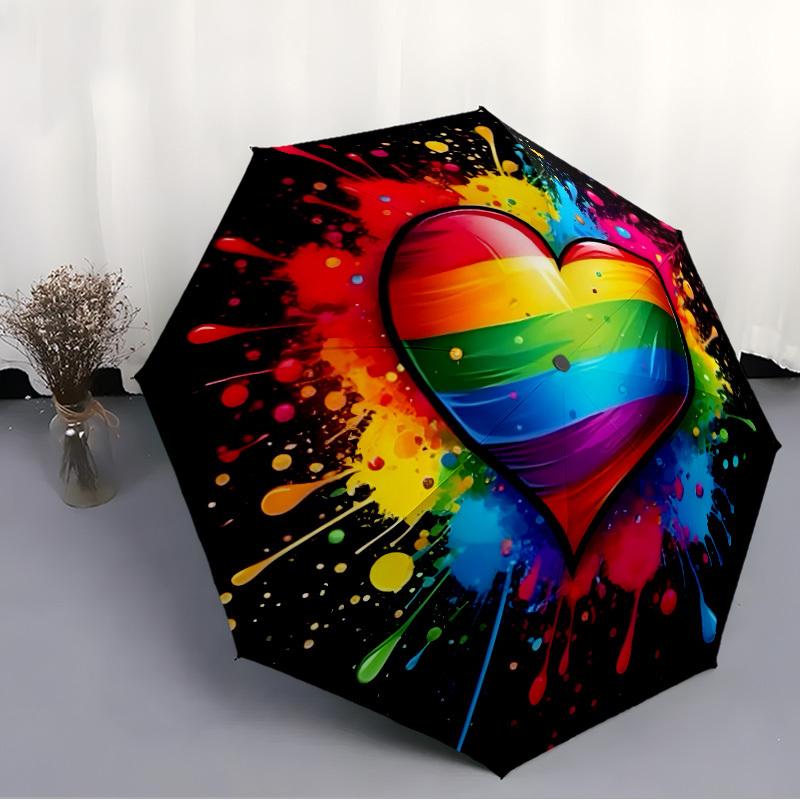 Dream Heart C Folding Umbrella with 8 Iron Frames Automatic Opening Design Suitable for Outdoor Matching Fashionable Accessori