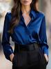 European and American temperament commuter long-sleeved shirt women's autumn POLO collar polyester cardigan