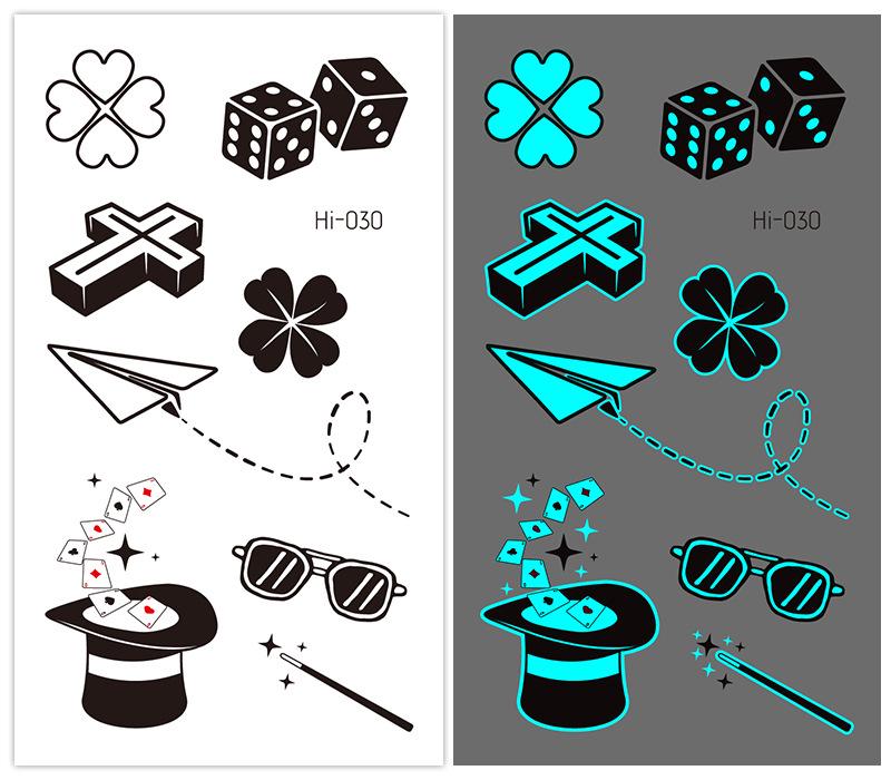 

Симпатичные мультипликационные флуоресцентные наклейки-татуировки с синим и зеленым цветом Hi Series 6x10.5 cm