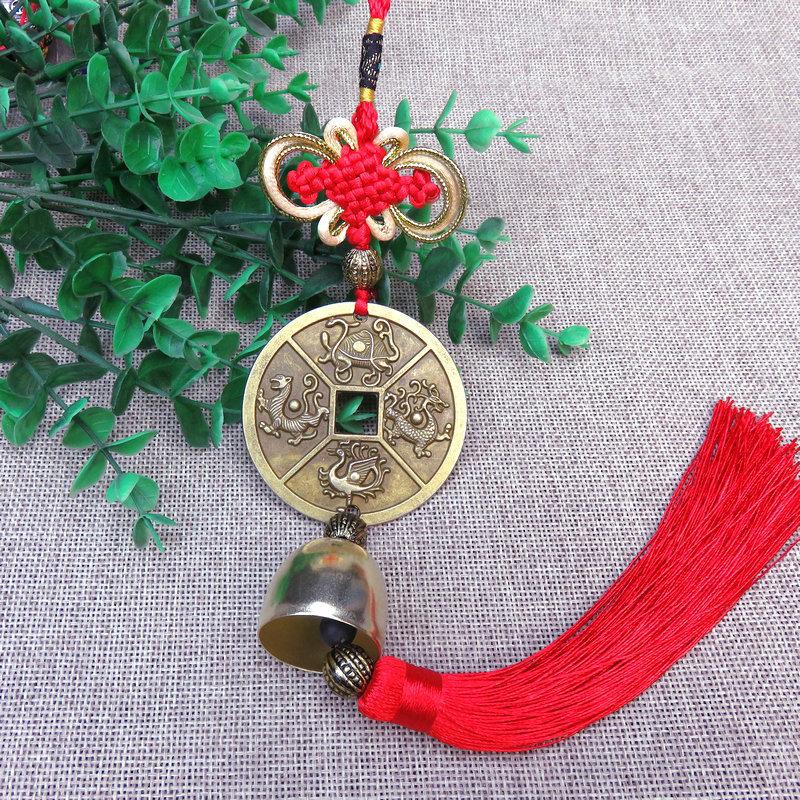 Chinese Knot Fengshui Copper Coins Wind Chimes Pray Lucky Retro Collection Antique Currency Party Souvenir Gift Car Ornament