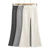 Women's Autumn/Winter Slim-Fit Micro-Flare Wool Pants - Figure-Enhancing, Floor-Length Casual Sports Style