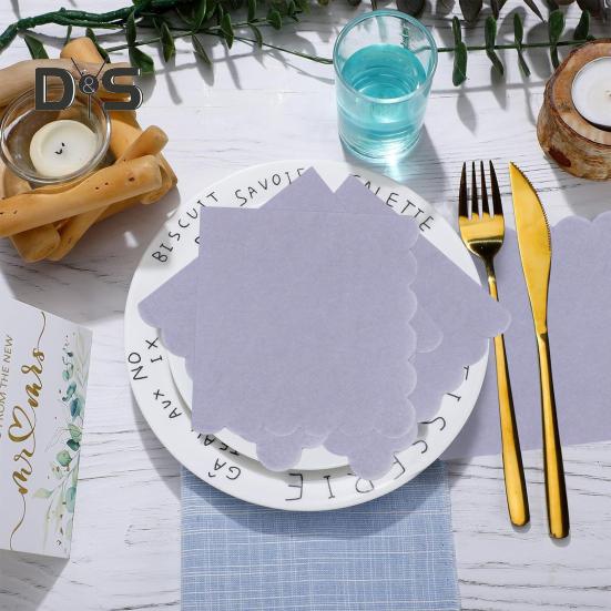 100 Ark 25CM Vågig Cocktailservett 2 Lager Tjock Fyrkantig Engångs Babyshower Bröllop Födelsedagsfest Dessert Dryck Middag Pappersservett