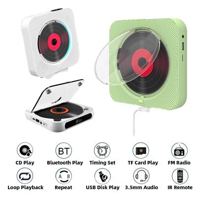 New Portable CD Player Bluetooth5.1 Speaker Stereo CD Players LED Screen 3.5mm CD Music Player with IR Remote Control FM Radio