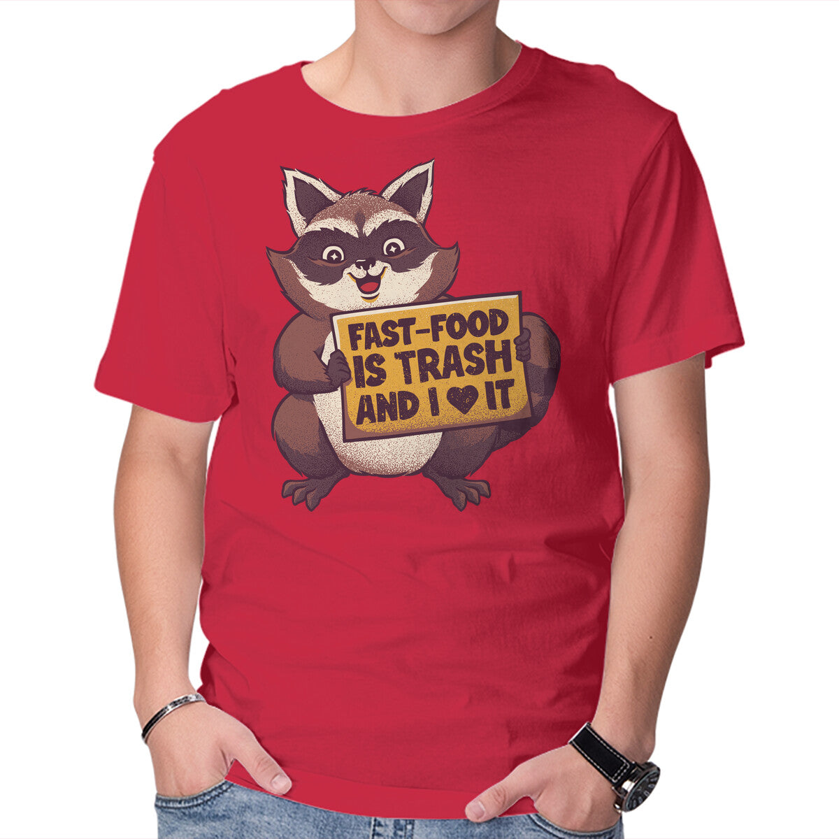 Unisex Crew Neck T-Shirt Fast Food Is Trash Graphic Short Sleeve Casual Tee M