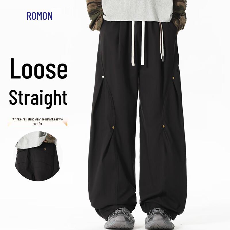 Luomeng American Style Loose Wide-Leg Casual Cargo Pants