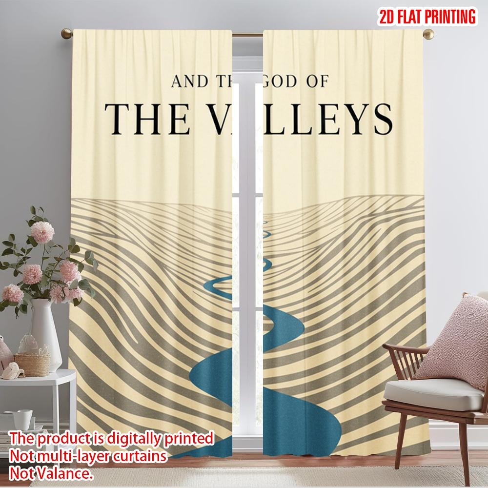 

2pcs 2D flat printing Scene Curtains Valley God River Scenery Polyester Fabric Without Electricity Family Party Use for gold 52.50×116.00 CM 2pcs