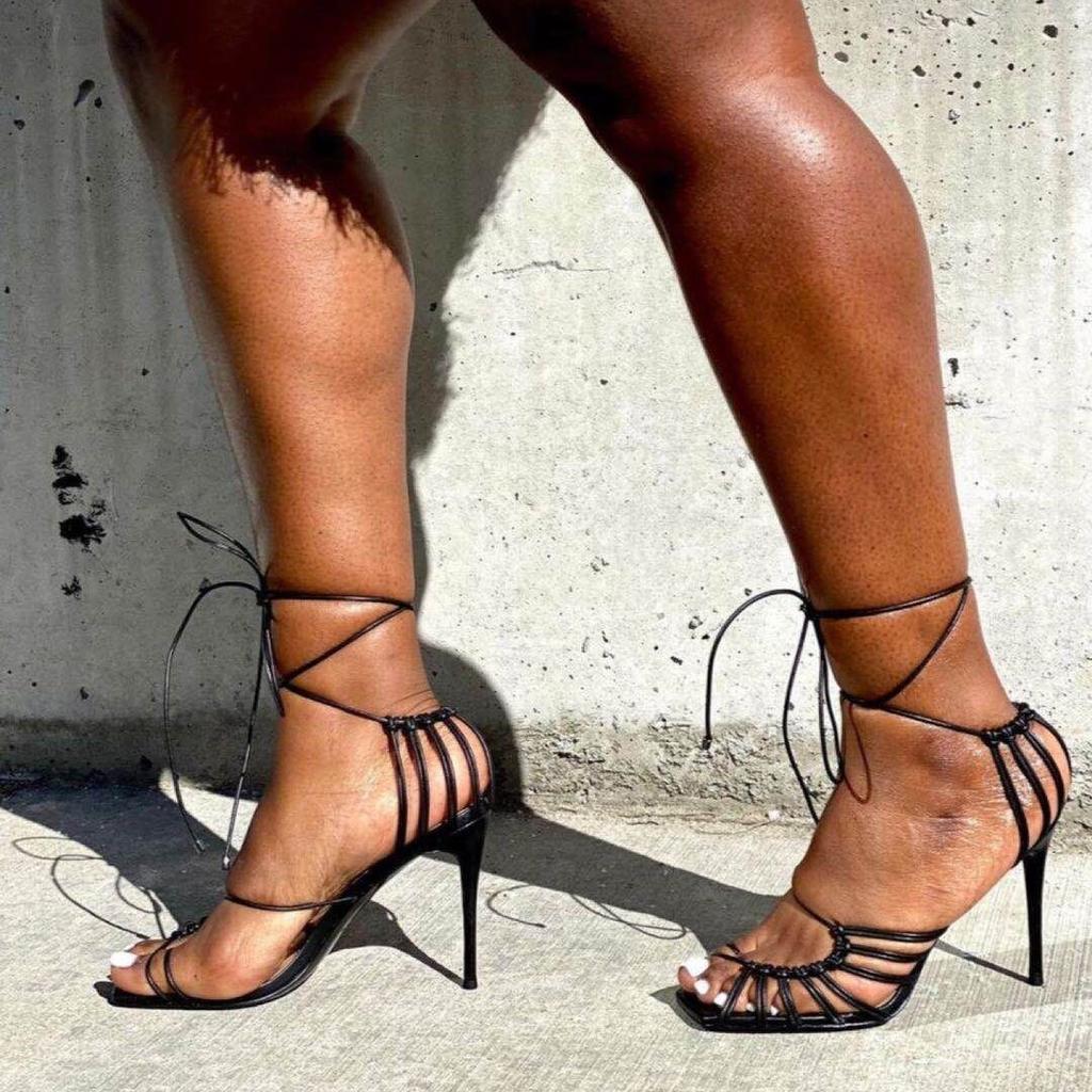 Color Toe Strap High Heels Sandals 