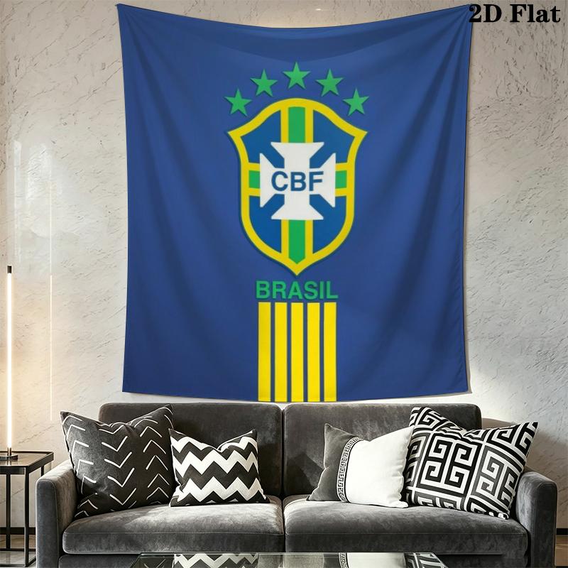 Brazilian Football Wall Tapestry Aesthetic Wall Hanging Printed Fabric Blanket Decorative Tapestries for Bedroom Living Room Home Decor