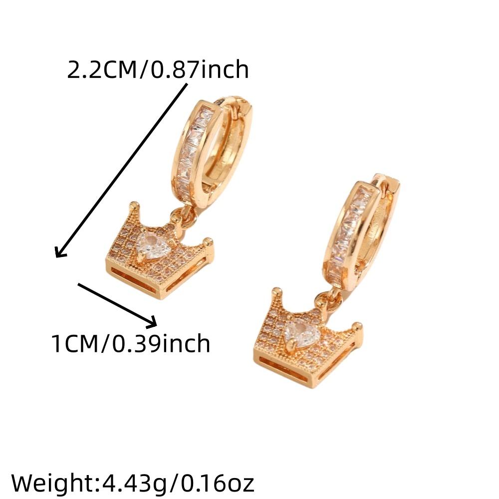 1 Paar Mode Zirkonia Krone Hängeohrringe für Damen Goldene Ohrring-Schmuck Hochzeitsfeier-Accessoires