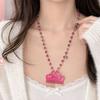 Long Chain Comb Pendant Necklace Rhinestone Decor Acetate Necklace  For Girls
