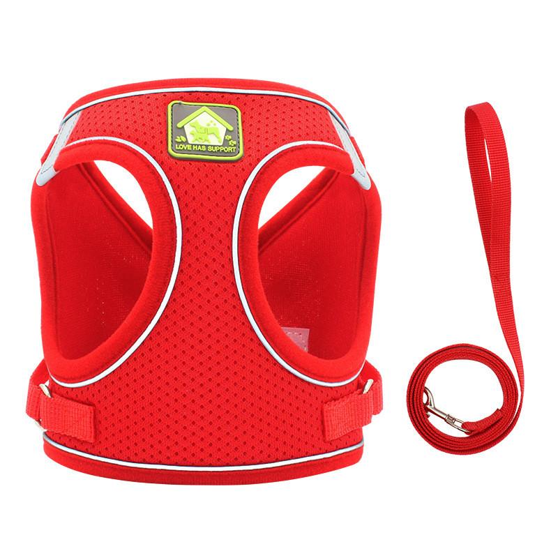 Reflective Pet Harness With Breathable Polyester Material And Adjustable Size For Walking And Training