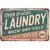 Retro Laundry Metal Tin Sign WASH DRY FOLD Vintage Wall Art 8x12 Inch Rustic Farmhouse Decor