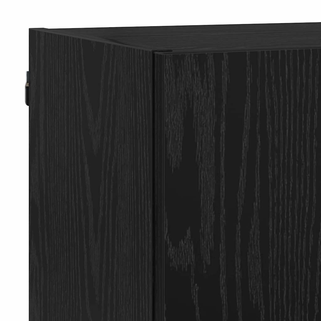 Wall Mounted TV Unit with LED Lighting 5 Pcs Black Oak Effect