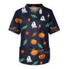 Men's Short Sleeve V Neck Halloween Print Chest Pocket Carer Top