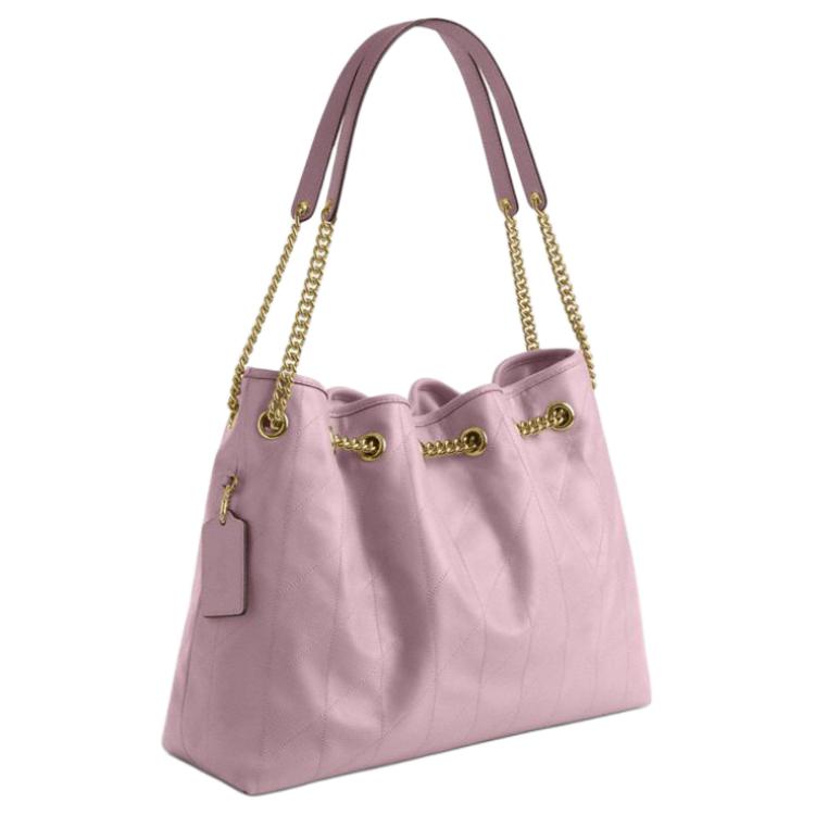 Coach Evelyn 34 Quilted Detail Leather Tote Shoulder Bag Large Women bags Carnation CDR00-IMORP