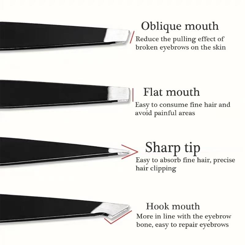 4Pieces Stainless Steel Tweezers for Women Facials Hair,Precisions Tweezers for Ingrown Hair Removal Eyebrow Tweezers
