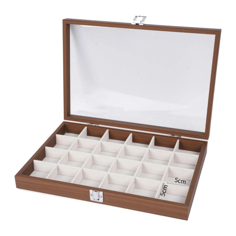 Retro Jewelry Display Tray Decorative Soft Lining Watch Display Tray with Compartments Visible Jewelry Box Necklace Storage