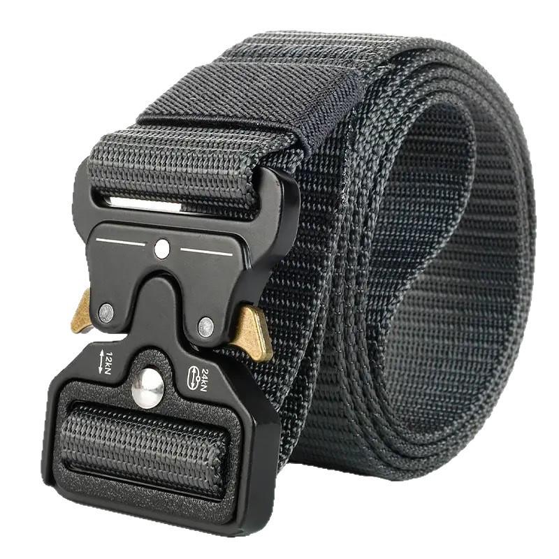 Cross-Border Tactical Belt - Quick-Release Nylon & Leather for Outdoor Sports & Casual Wear