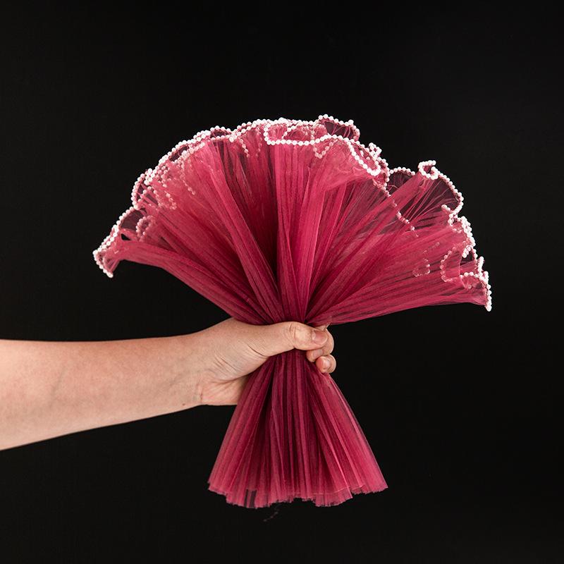 Färska Blommor Pärl Våg Garn Nät - Bukettinslagning & Blomsterbutiks Material