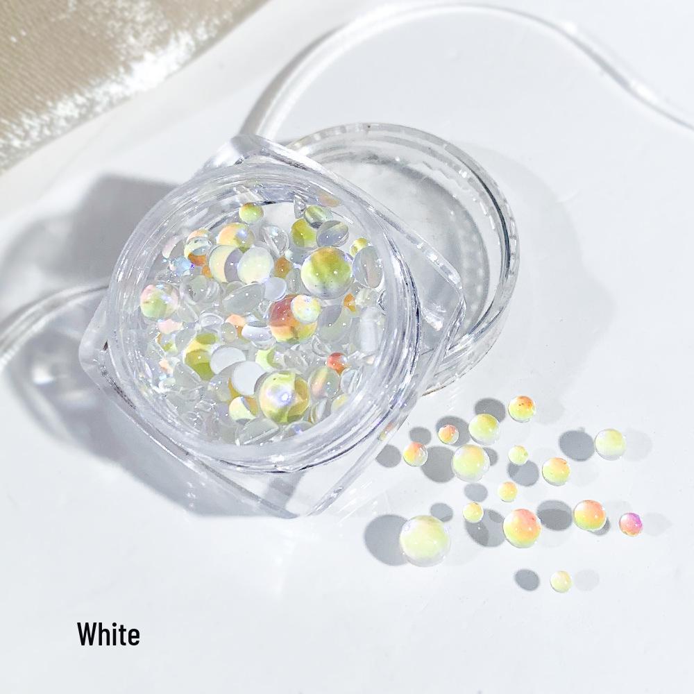 Mermaid Iridescent Nail Art Beads - Glass Rhinestone Half-Rounds for DIY Nail Decoration