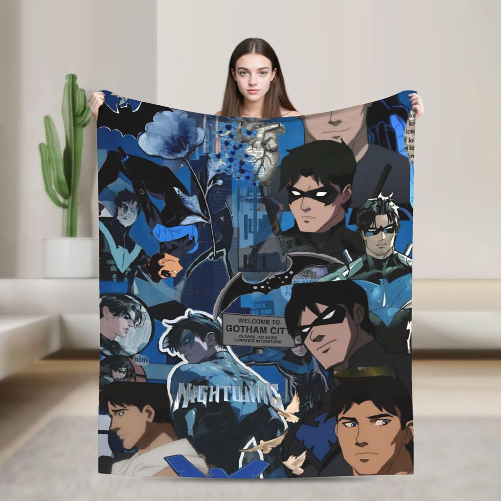 Dicks nightwing Graysons Blankets Soft Aesthetic Plush Bedding Throws For Outdoor Travel Flannel Bedspread Bed Cover