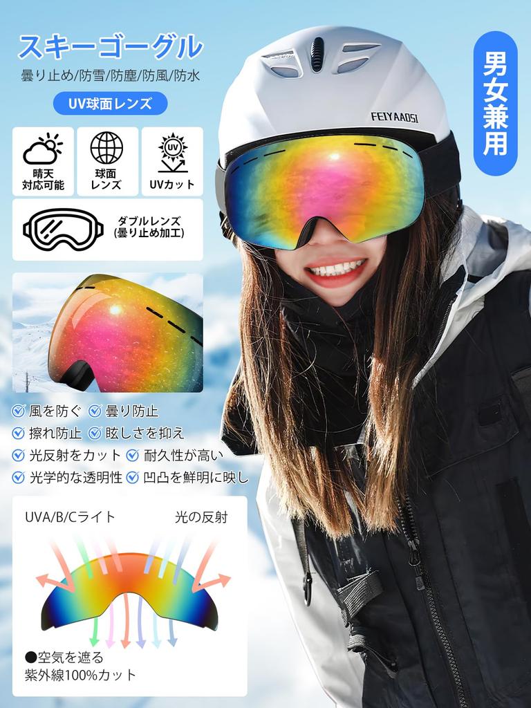 SUPTMAX Ski and Snowboard OTG Wide Field of Spherical UV Glasses and Lightweight and for Men and Hiking or Skiing VLT Goggles, 240° View, Dual-Layer