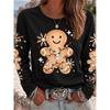 Women’s Christmas Long-Sleeve Pullover Santa Claus Snowflake Print Crew t