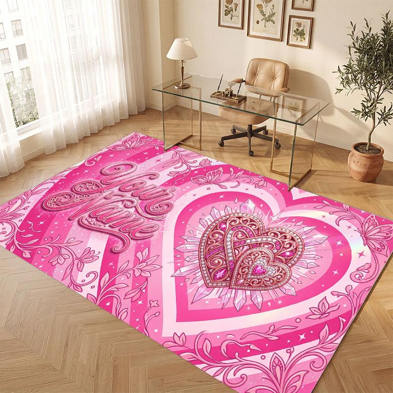 Neon Colorful Theme Crystal Velvet Floor Rug Personalized Custom Name Text Warm Carpet Home Decoration