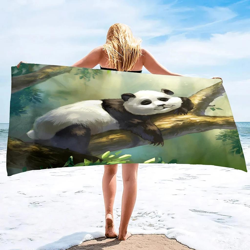 Cute Panda Beach Towel Quick Dry Cartoon Animal Bath Towel Soft Sport Travel Spa Gym Swim Pool Towels Microfiber Bikini Cover Up
