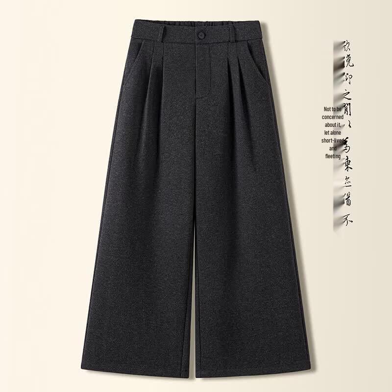 Women's High-Waist Pleated Wide-Leg Cropped Pants