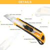 1 PC Utility Knife Box Cutter Retractable, Blade Storage Design, Extra 2 PCS Snap Off Blades Included, Quick-Change Blades Boxcu