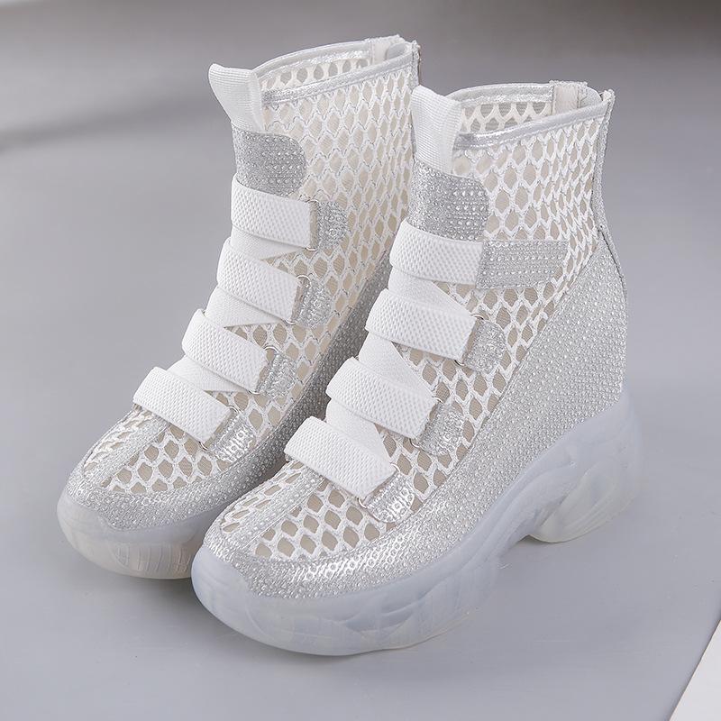 Thick Soled Short Boots, Children's New Breathable Thin Style, Inner Height Increasing Shoes, Mesh Boots, Hollowed Out Cool Boots
