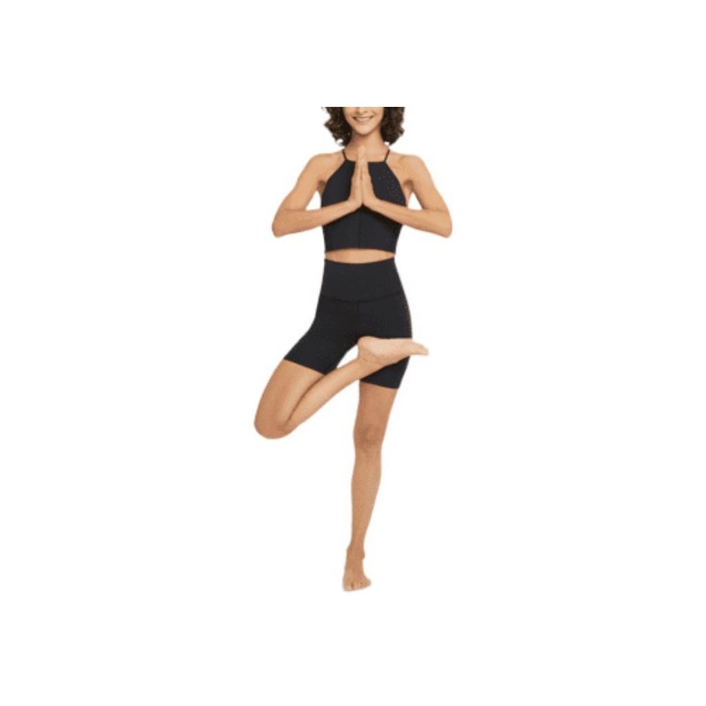 Nike Yoga Luxe Shaping Mid-Rise Fitted Solid Breathable Fitness Shorts Women Shorts Black CZ9195-010