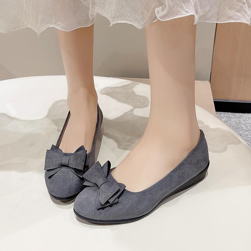 Women's Flat Shoes Fall New Round Head Shallow Mouth Cloth Surface Butterfly Knot Soft Sole Non-slip Low Top Shoes