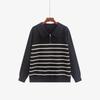Plus Size Women's Casual Striped Polo Neck Sweater, 2025 Winter Style