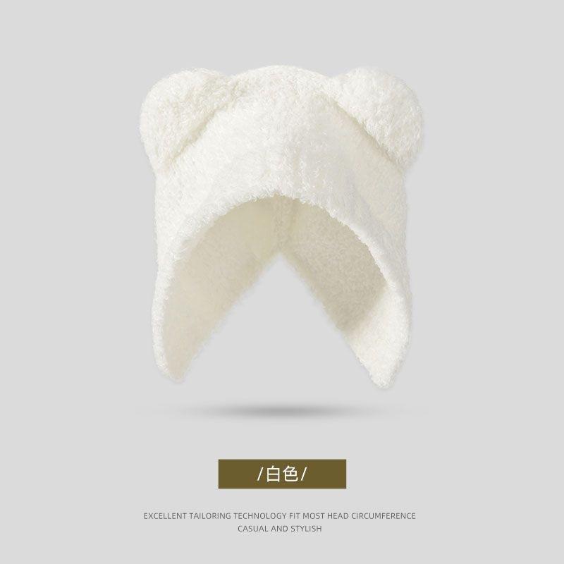 Bear Ear Hat Female Autumn and Winter Japanese Cute Face Small Warm Ear Protection Knitted Hat Korean Version Versatile Wool Hat