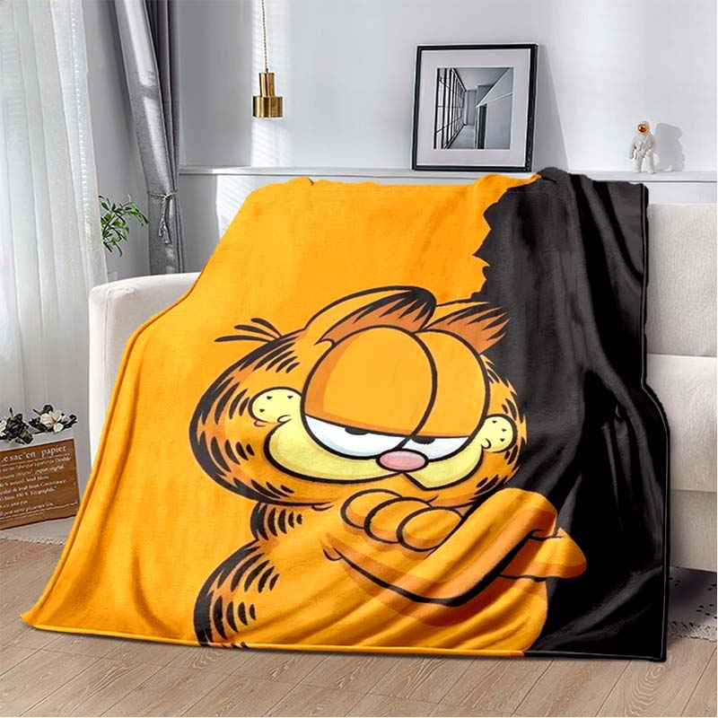 Garfield Cartoon Lazy Cat Print Soft Flannel Throw Blanket Warm Sofa Couch Bed Home Decor Cover For Classic Cartoon Fans