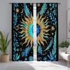 2pcs Astrology-Themed Blackout Curtains, Moon Phase & Feather Print, Polyester Drapes in Blue and Black, Bedroom Curtains|Moon P