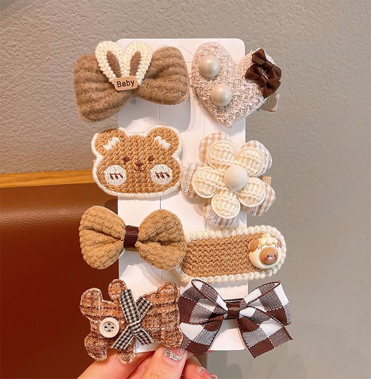 Milk Coffee Color Bow Hair Ties - No Damage Elastic Bands for Little Girls