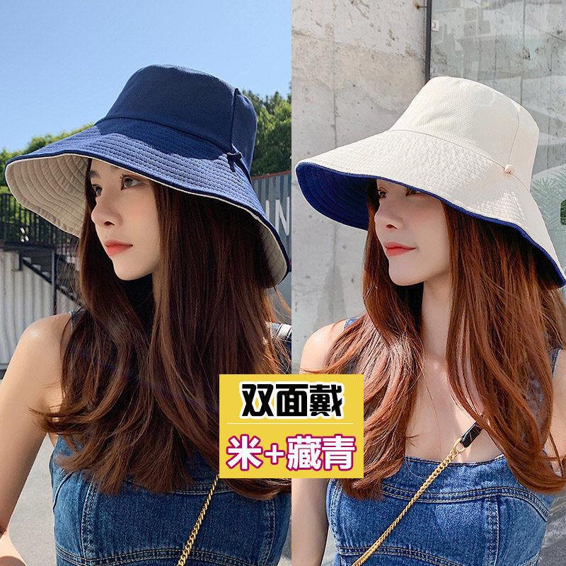 Fisherman's Hat Children's Spring and Autumn Outdoor Big Eaves Sunscreen Hat Versatile Double-sided Solid Color Foldable Sun Hat