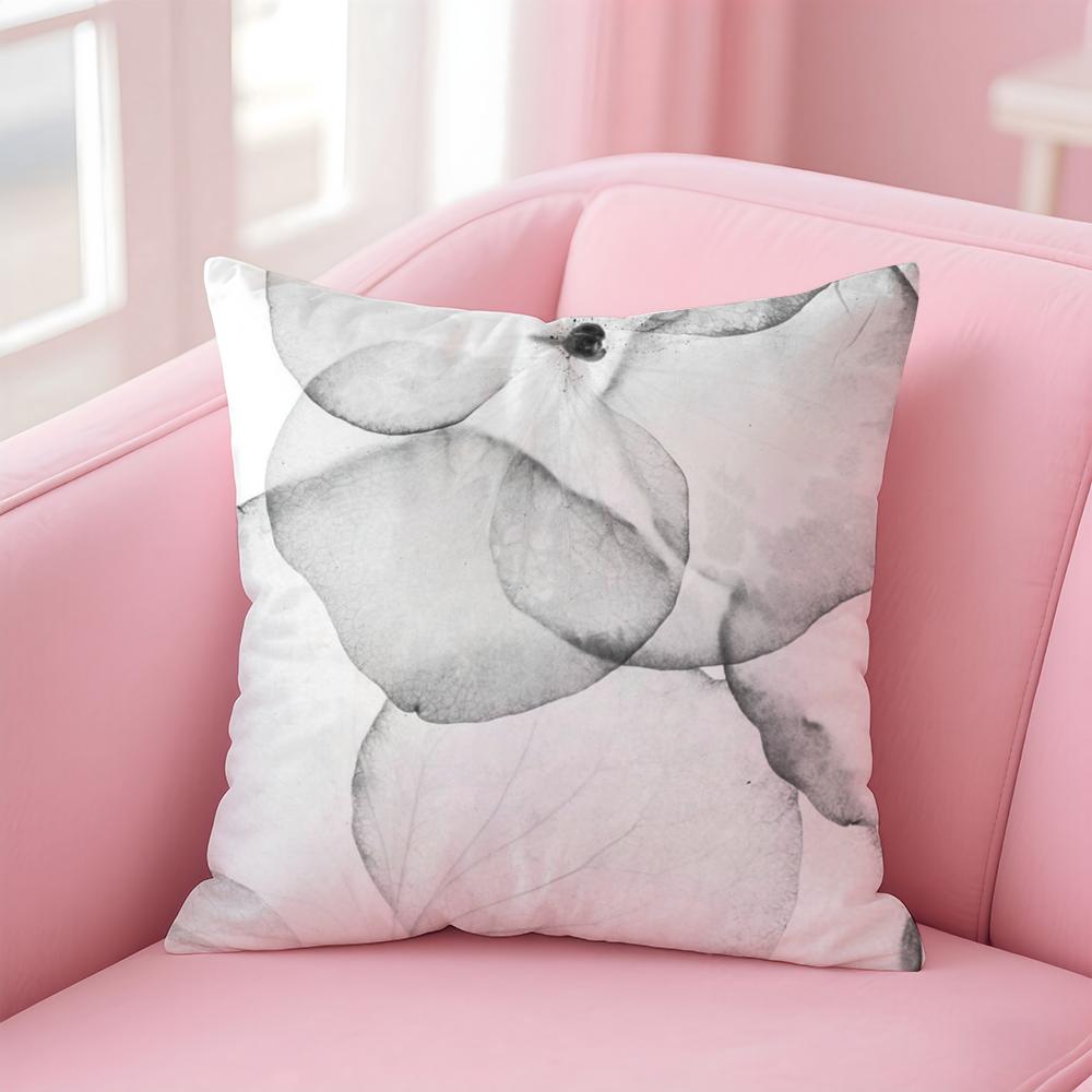 Black White Flower Cushion Cover Soft Plush Throw Pillow Cushion CoverDoubleSided Printed Pillow Case for Sofa Home Decor