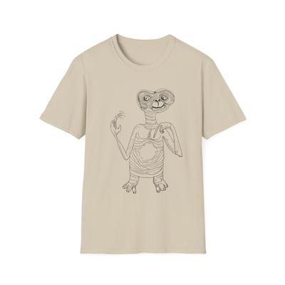 Originalzeichnung E.T. der Außerirdische auf einem T-Shirt
